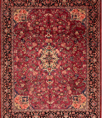 A classic Persian carpet in red color with beautiful details